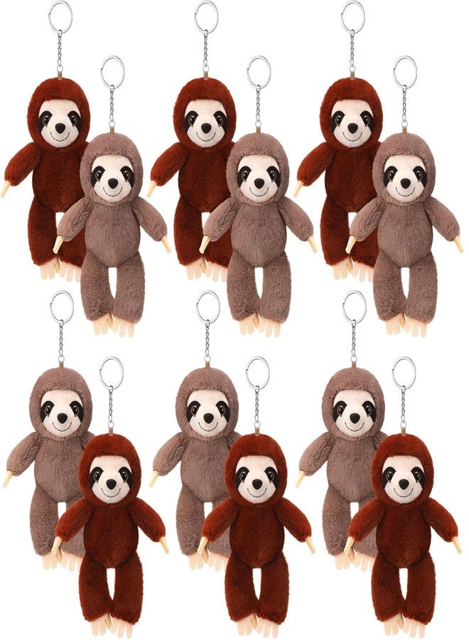 Motionchic 12 Pcs Lovely Mini Sloth Stuffed Keychain 4 Inch Valentine Animal Plush Toys Bulk Small Plushies Keychains Forest Safari Party Favors for Galentine Birthday Carnival Prize Gift Backpack Decor - Image 1